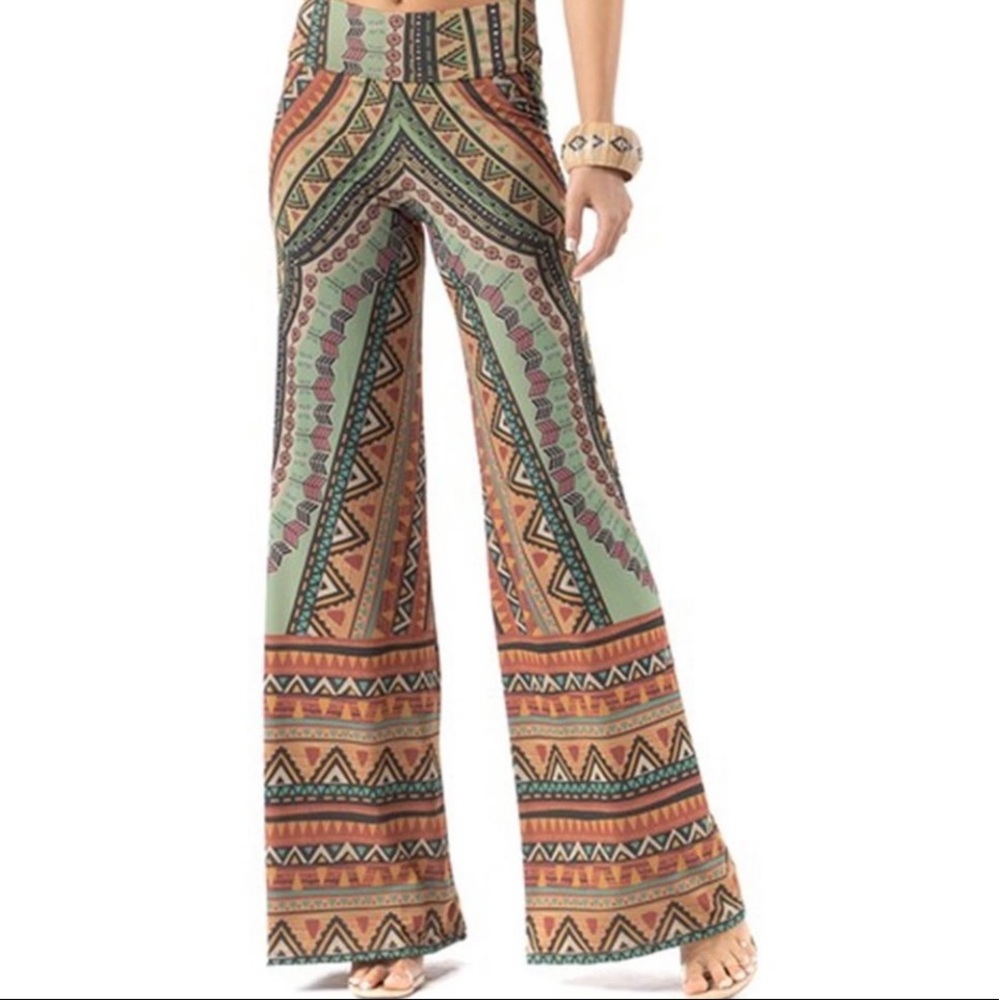 Tribal Print Palazzo Pants with Pockets